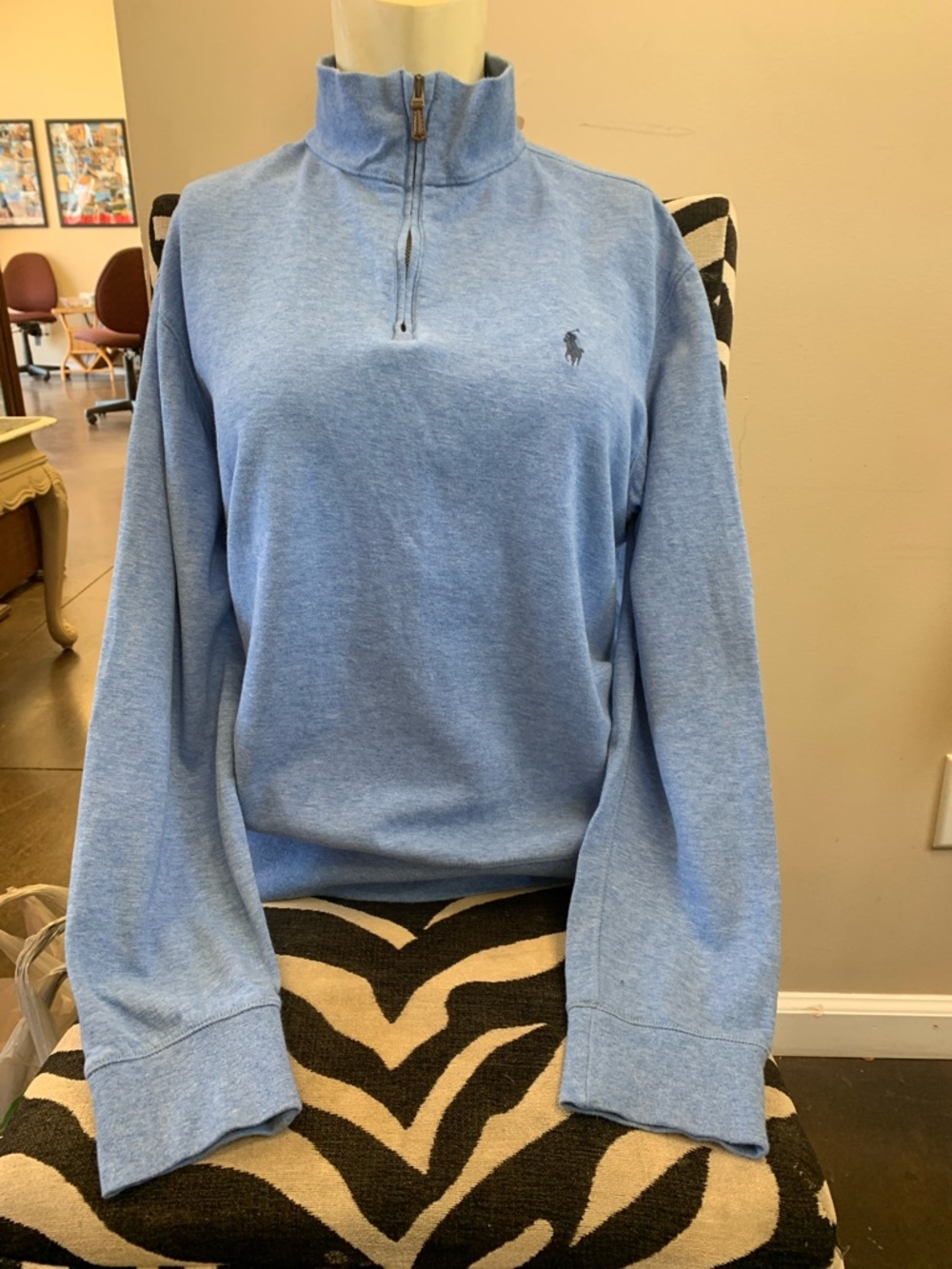 Ralph Lauren Heathered Sky Blue Half-Zip Pullover